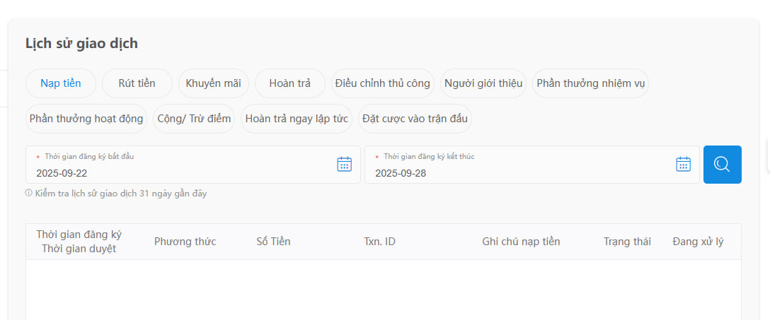 Bạn có thể truy soát lịch sử giao dịch nạp rút tiền tại DR88