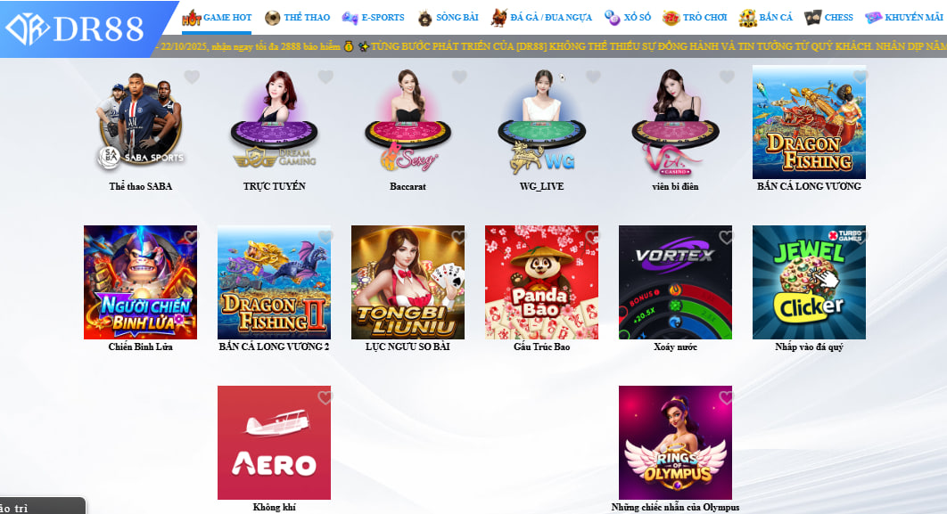 DR88 - Trang Chủ Nhà Cái Live Casino Uy Tín Số 1 Châu Á 19 DR88 sở hữu kho trò chơi đổi thưởng khổng lồ với hơn 1000+ thể loại trò chơi khác nhau