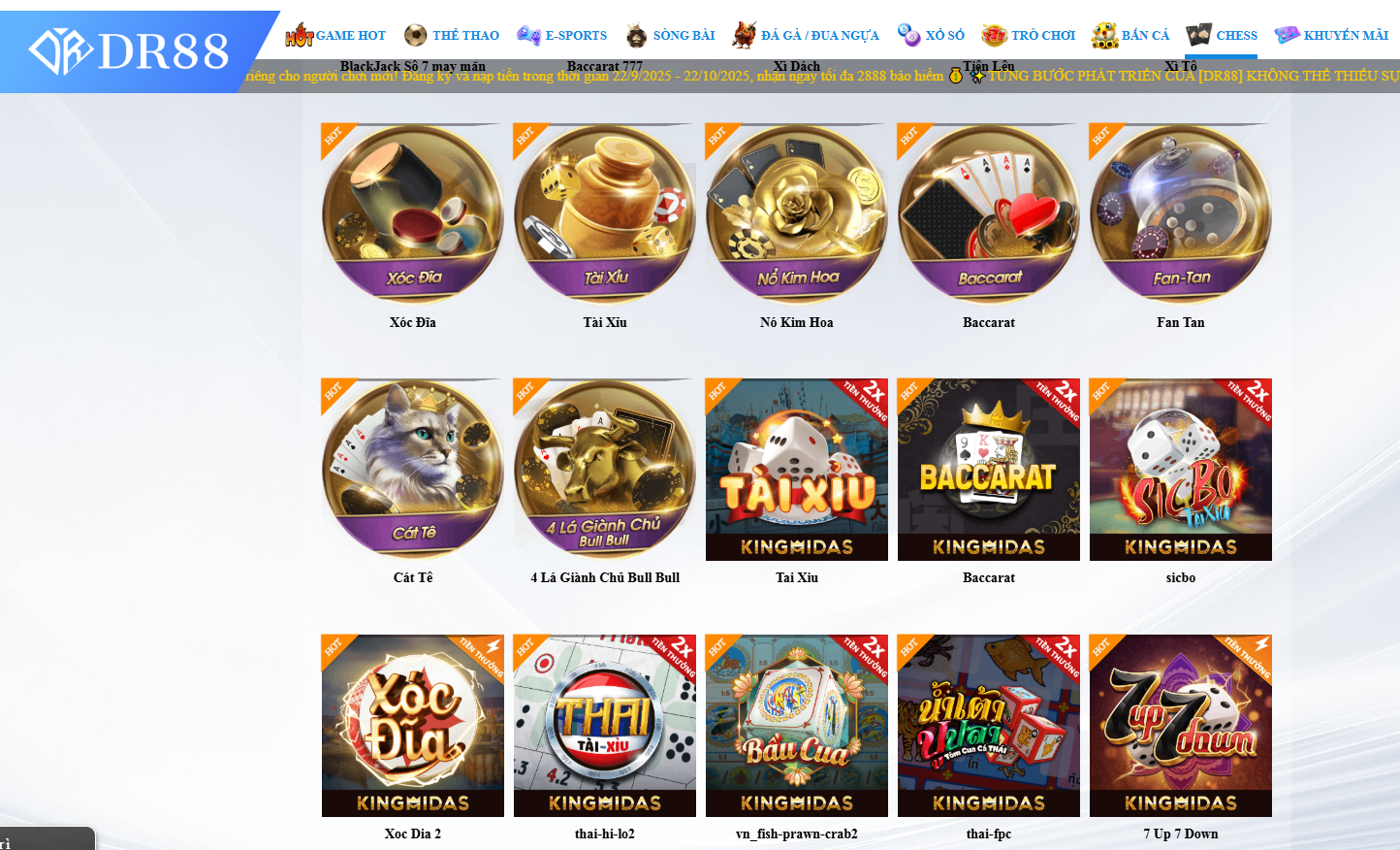 Tổng quan sảnh game bài DR88