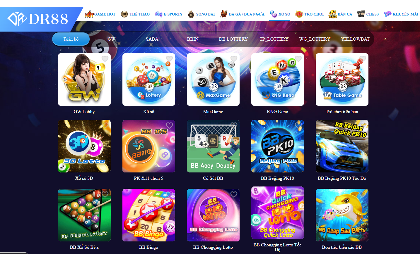 Tổng quan sảnh xổ số DR88