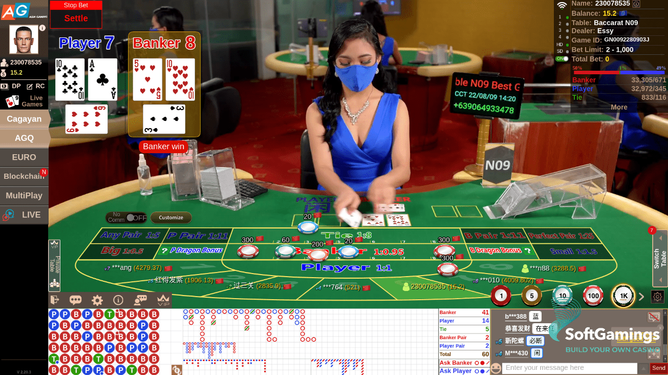 Sảnh AG - Sòng Bài Casino Giải Trí Livestream 4D Siêu Nét 3 Giao diện chơi trò baccarat online tại sảnh AG DR88