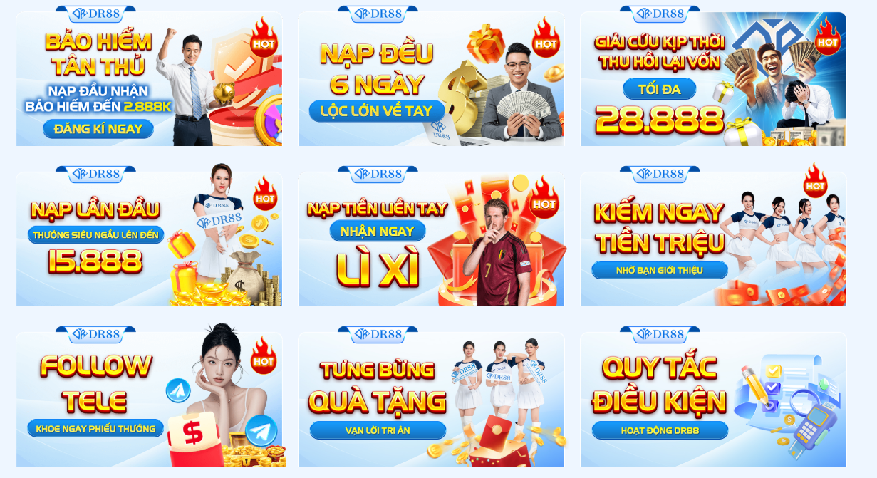 Tổng hợp một số ưu đãi tại nhà cái DR88 tháng 10